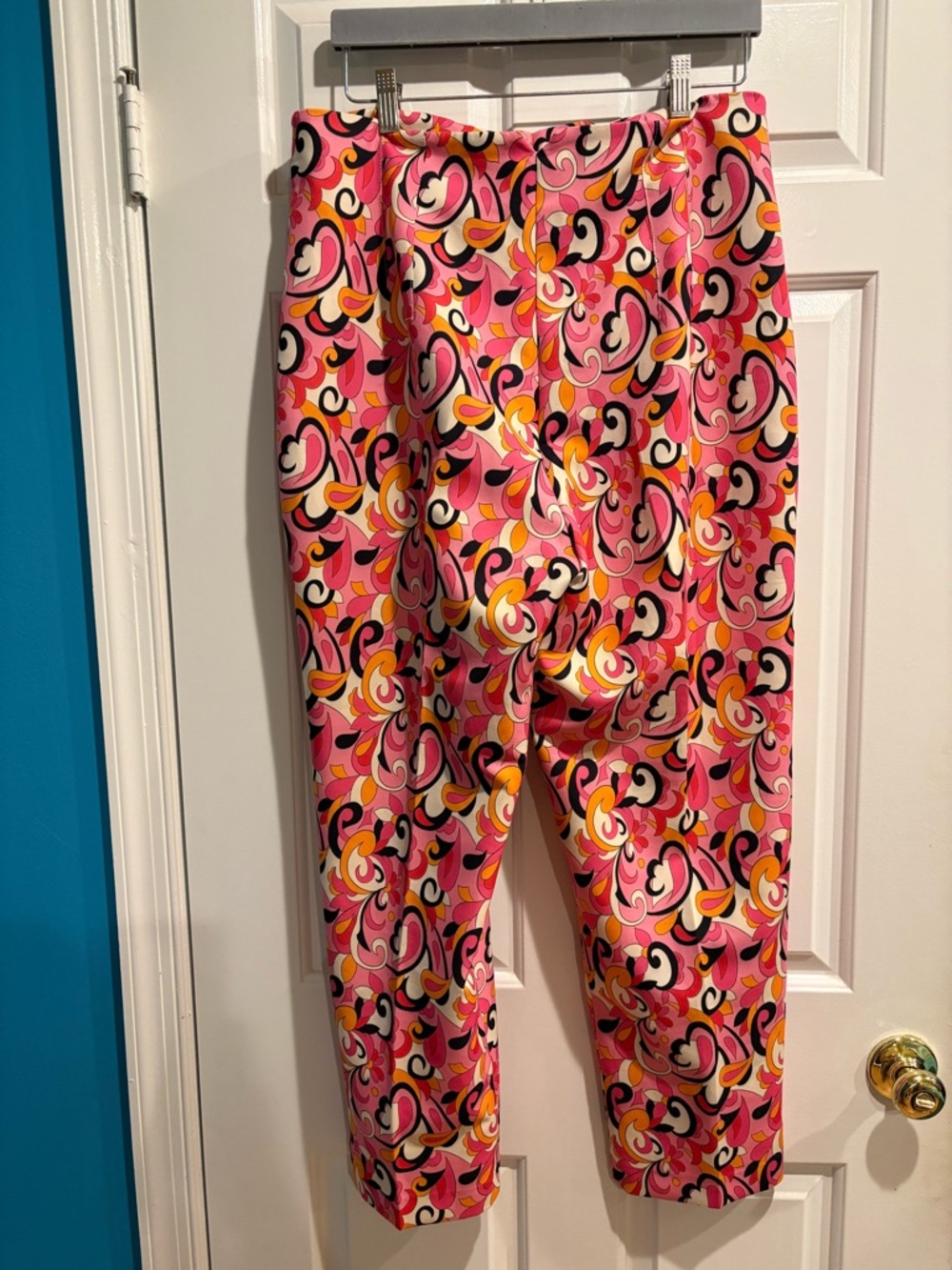 Zara paisley retro 70s print pants trousers sz XL pink - Picture 3 of 8